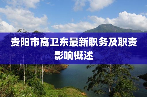 贵阳市高卫东最新职务及职责影响概述