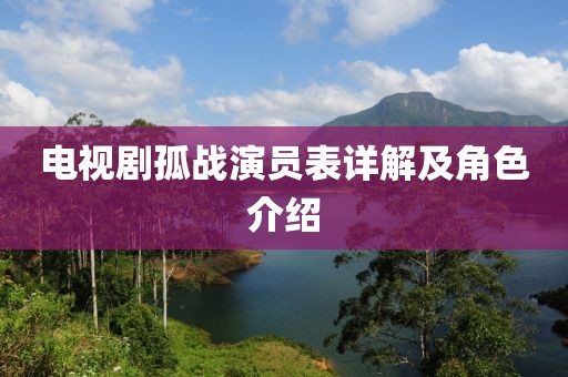 电视剧孤战演员表详解及角色介绍