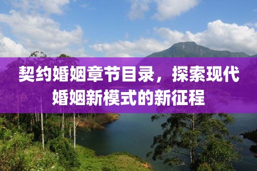契约婚姻章节目录，探索现代婚姻新模式的新征程