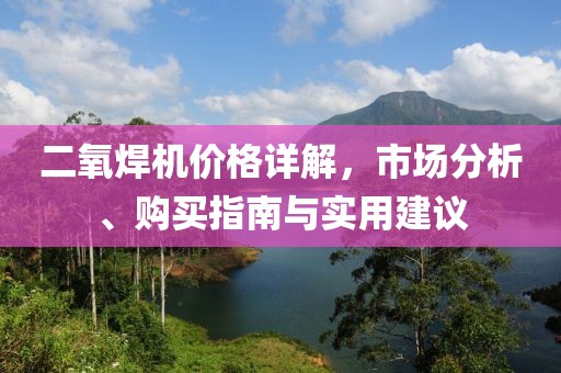 二氧焊机价格详解，市场分析、购买指南与实用建议
