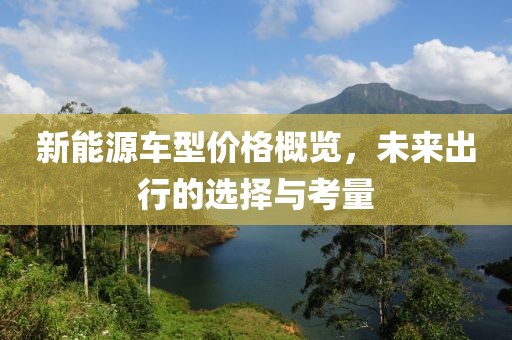 新能源车型价格概览，未来出行的选择与考量