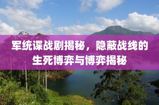 军统谍战剧揭秘，隐蔽战线的生死博弈与博弈揭秘