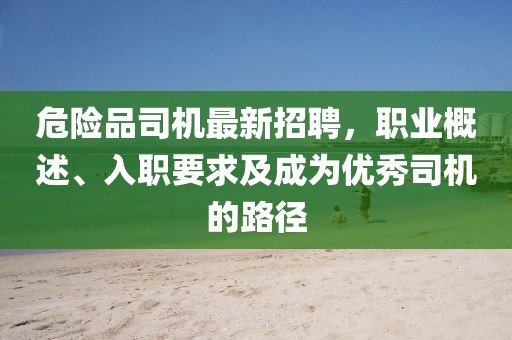 危险品司机最新招聘，职业概述、入职要求及成为优秀司机的路径