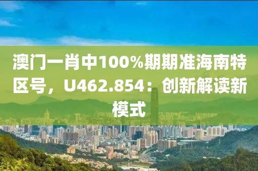 澳门一肖中100%期期准海南特区号，U462.854：创新解读新模式