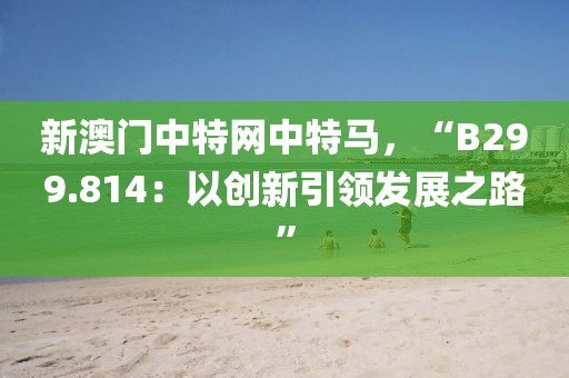 新澳门中特网中特马，“B299.814：以创新引领发展之路”