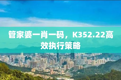 管家婆一肖一码，K352.22高效执行策略