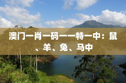 澳门一肖一码一一特一中：鼠、羊、兔、马中