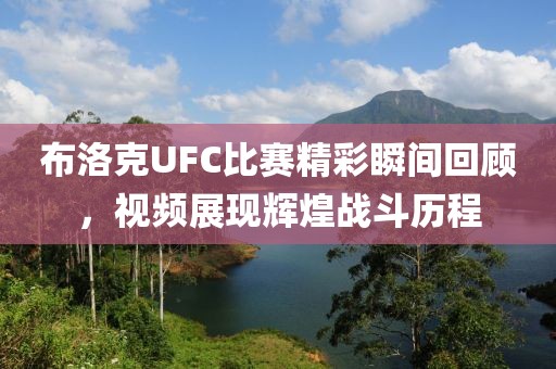 布洛克UFC比赛精彩瞬间回顾，视频展现辉煌战斗历程