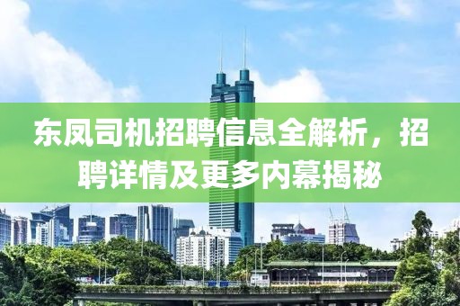 东凤司机招聘信息全解析，招聘详情及更多内幕揭秘